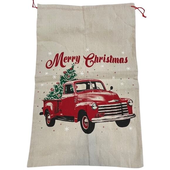 Holiday Gift Bag, Jumbo Merry Christmas Bag with Red Truck - Picture 2 of 3